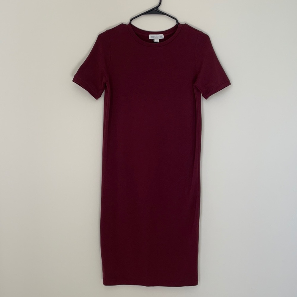 Forever 21 Burgundy T-Shirt Dress